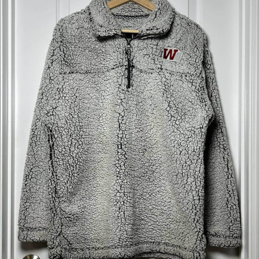 Boxercraft Indiana‎ Wesleyan University IWU Gray Sherpa Quarter-Zip Pullover